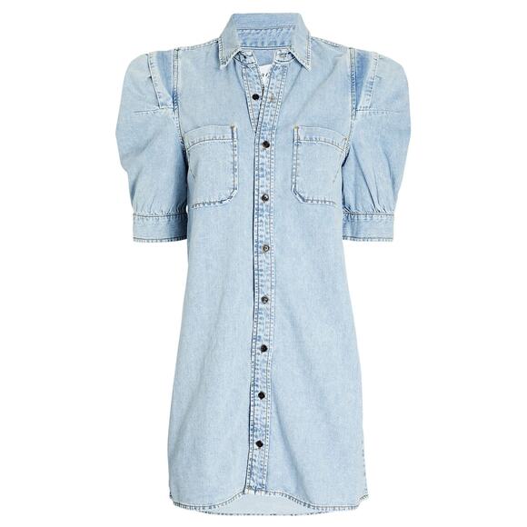 FRAME Rosette Sleeve Shirt Dress in Cresthaven size XS - Picture 11 of 12